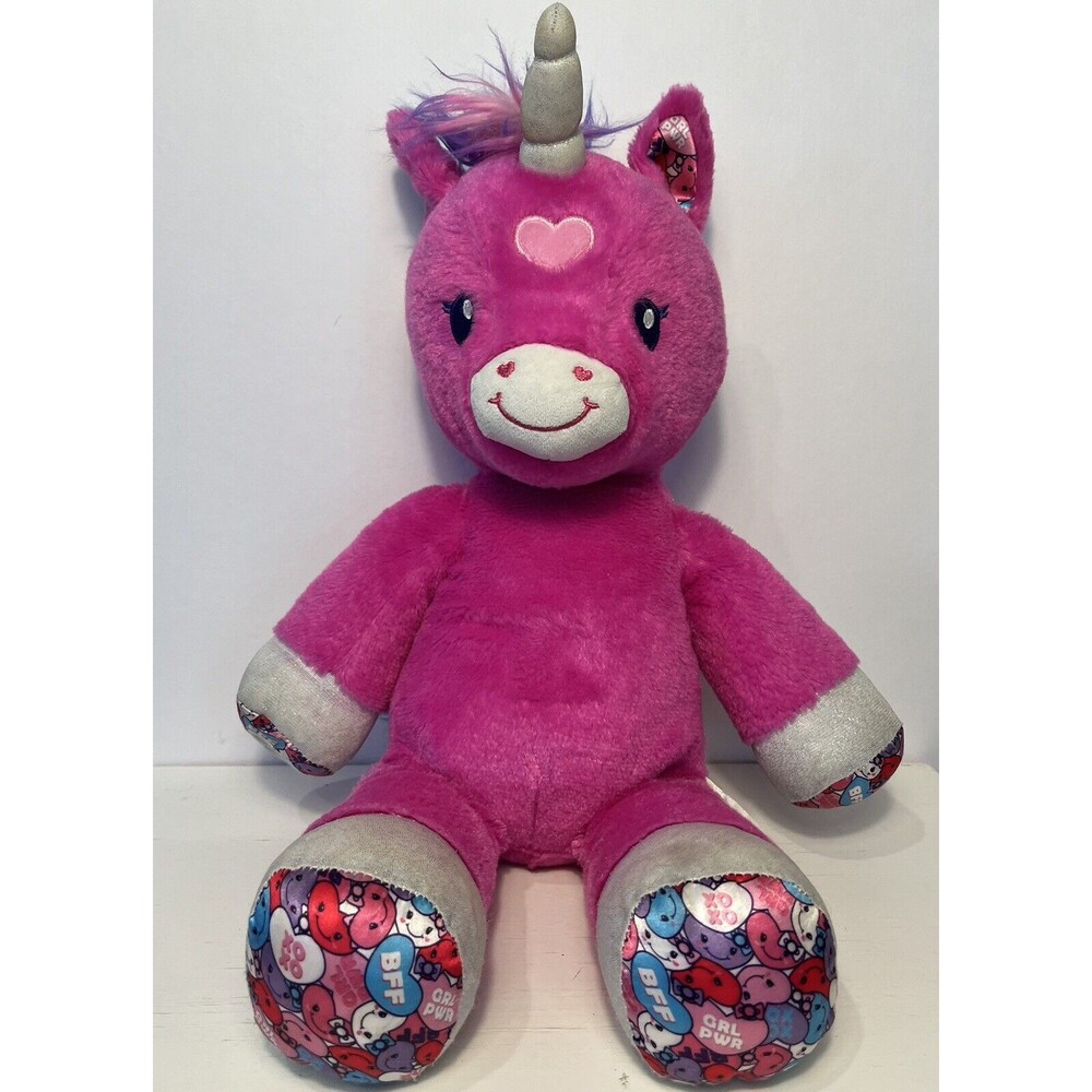 Build A Bear 17”  Candy Hearts Hot Pink Unicorn Plush Stuffed Animal Toy